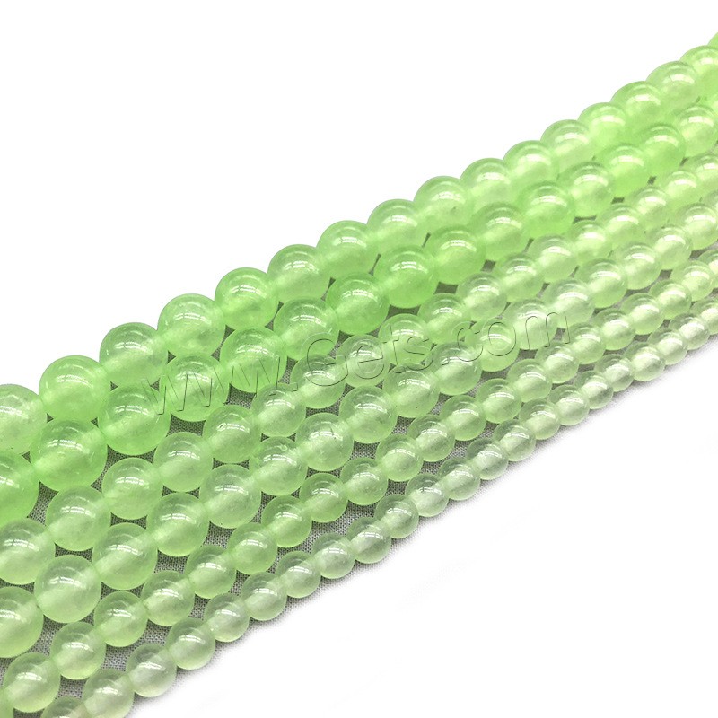 Green Calcedony Beads, Round, fashion jewelry & different size for choice, apple green, Hole:Approx 1mm, Length:Approx 14.9 Inch, Sold By Strand