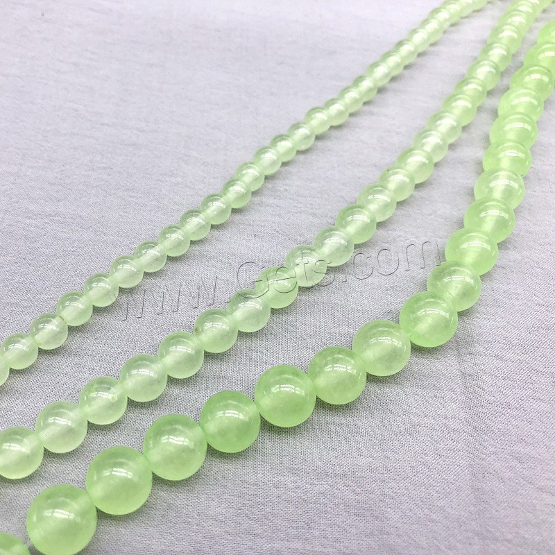 Green Calcedony Beads, Round, fashion jewelry & different size for choice, apple green, Hole:Approx 1mm, Length:Approx 14.9 Inch, Sold By Strand