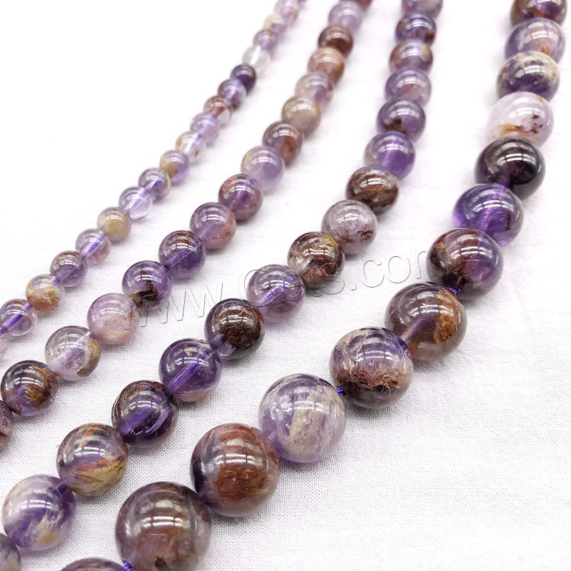 Purple-Phantom-Quartz goutte, Rond, bijoux de mode & styles différents pour le choix, violet, Trou:Environ 1mm, Longueur:Environ 14.9 pouce, Vendu par brin