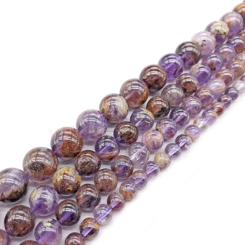 Purple-Phantom-Quartz goutte, Rond, bijoux de mode & styles différents pour le choix, violet, Trou:Environ 1mm, Longueur:Environ 14.9 pouce, Vendu par brin