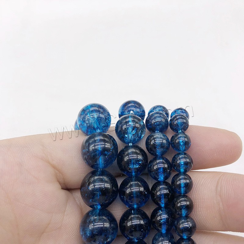 Crackle Quartz Beads, Round, different size for choice, blue, Hole:Approx 1mm, Length:Approx 14.9 Inch, Sold By Strand