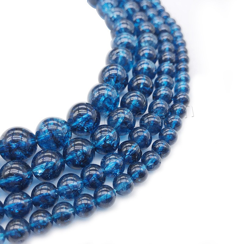 Crackle Quartz Beads, Round, different size for choice, blue, Hole:Approx 1mm, Length:Approx 14.9 Inch, Sold By Strand