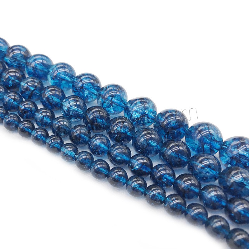 Crackle Quartz Beads, Round, different size for choice, blue, Hole:Approx 1mm, Length:Approx 14.9 Inch, Sold By Strand