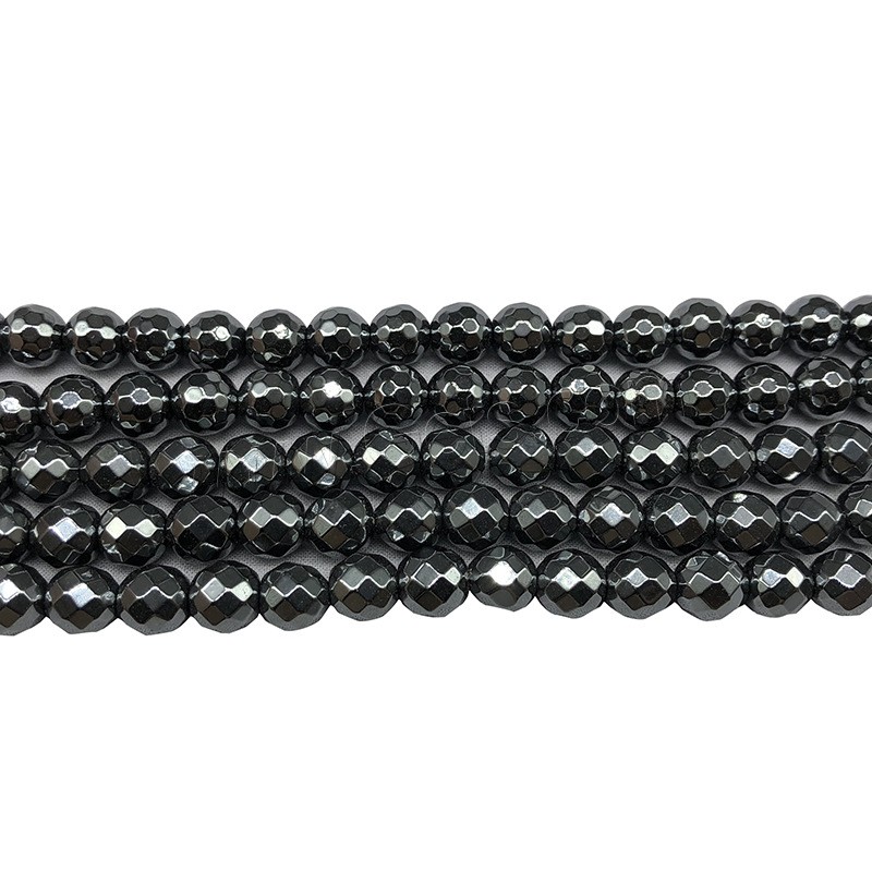 Hematite Beads, Round, different size for choice & faceted, black, Hole:Approx 1mm, Length:Approx 14.9 Inch, Sold By Strand