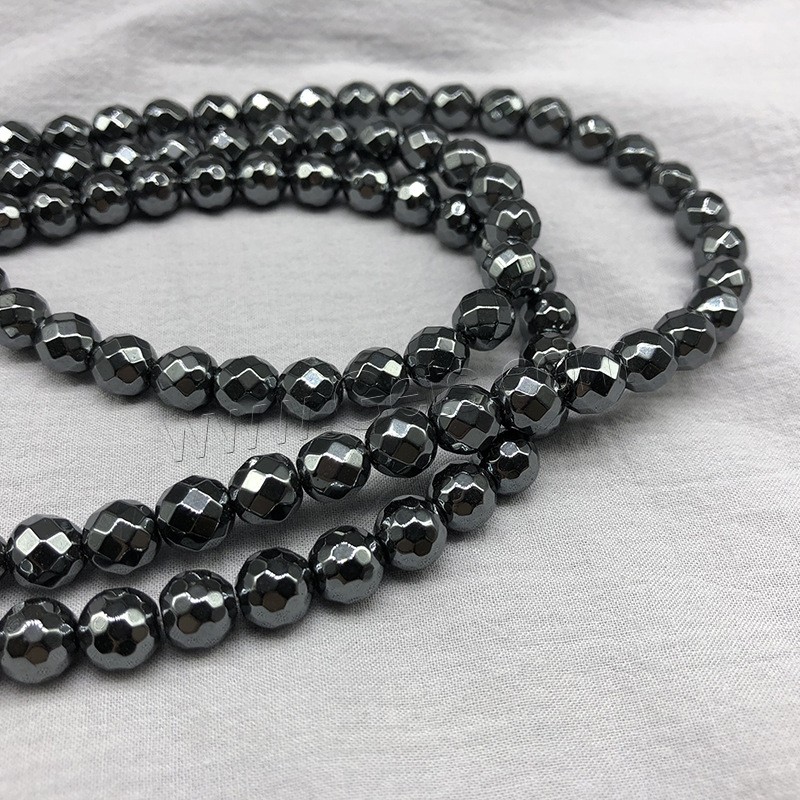 Hematite Beads, Round, different size for choice & faceted, black, Hole:Approx 1mm, Length:Approx 14.9 Inch, Sold By Strand