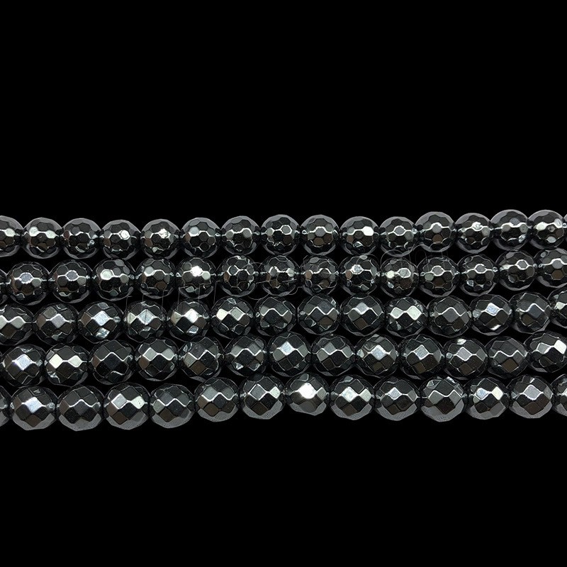 Hematite Beads, Round, different size for choice & faceted, black, Hole:Approx 1mm, Length:Approx 14.9 Inch, Sold By Strand