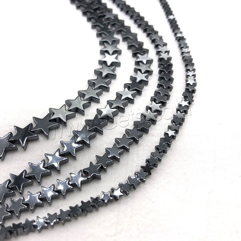 Hematite Beads, Flat Star, fashion jewelry & different size for choice, black, Hole:Approx 1mm, Length:Approx 14.9 , Sold By Strand