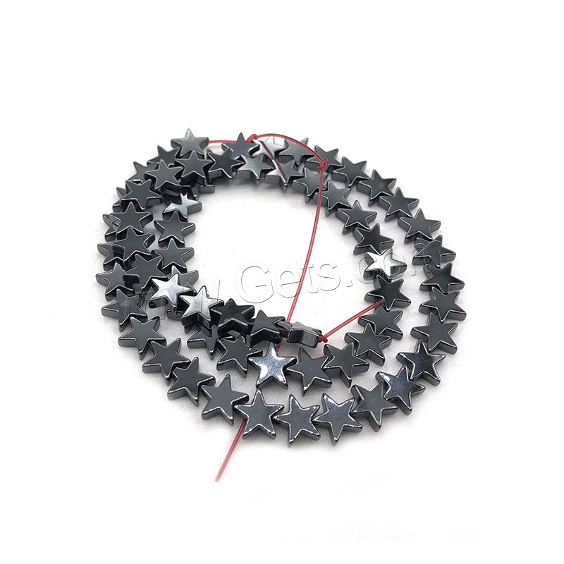 Hematite Beads, Flat Star, fashion jewelry & different size for choice, black, Hole:Approx 1mm, Length:Approx 14.9 , Sold By Strand