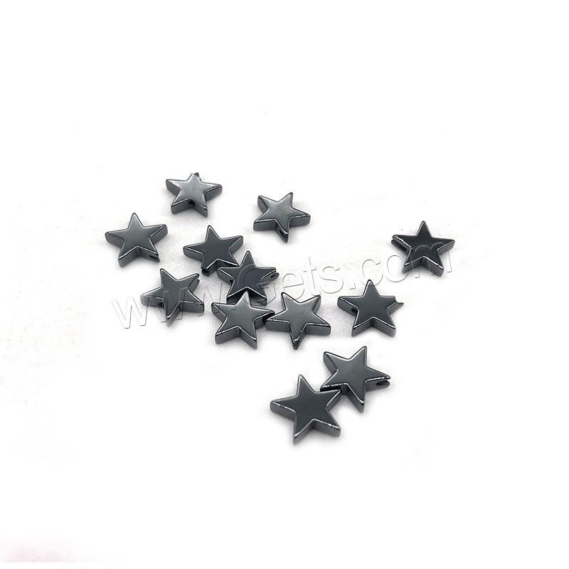 Hematite Beads, Flat Star, fashion jewelry & different size for choice, black, Hole:Approx 1mm, Length:Approx 14.9 , Sold By Strand