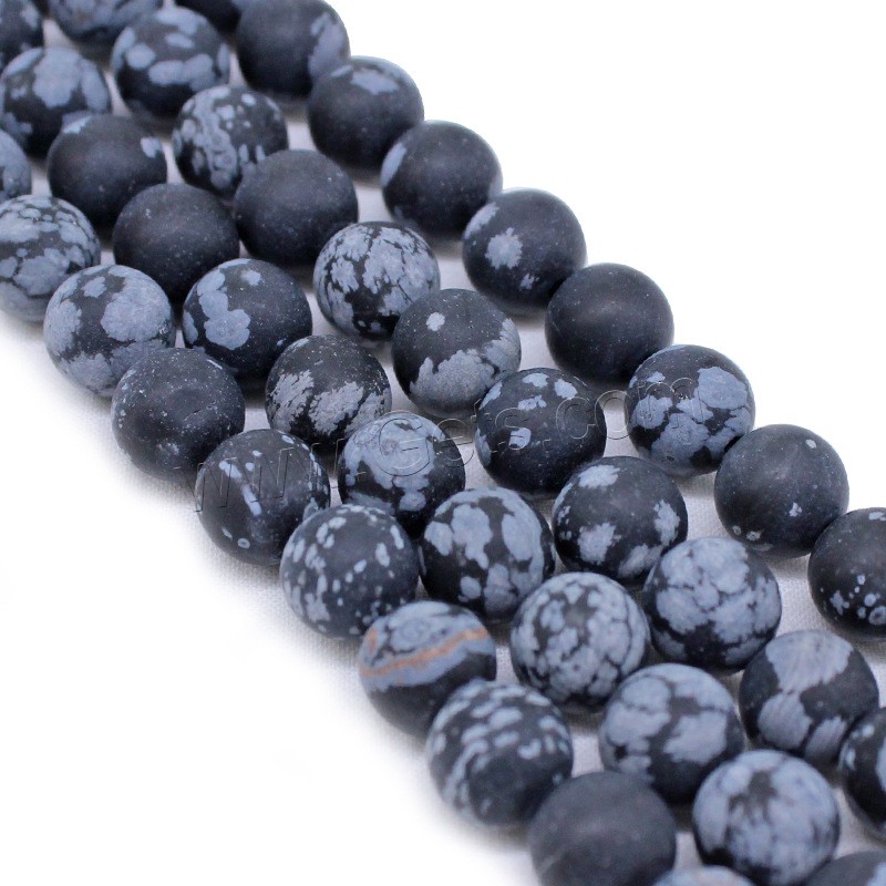 Snowflake Obsidian Bead, Round, different size for choice & frosted, white and black, Hole:Approx 1mm, Length:Approx 14.9 Inch, Sold By Strand