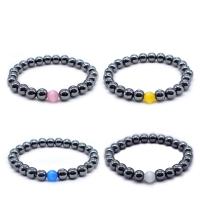 Hématite bracelet, avec Oeil de chat, Rond, bijoux de mode & unisexe, plus de couleurs à choisir Environ 7.5 pouce, Vendu par brin