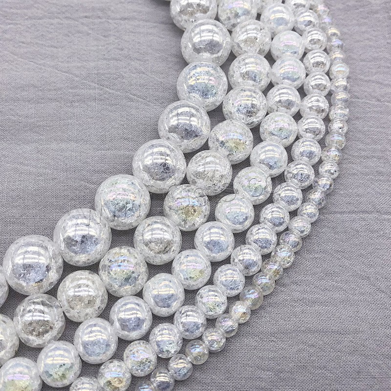 Fashion Crystal Beads, Round, different size for choice & crackle, Crystal, Hole:Approx 1mm, Length:Approx 14.9 Inch, Sold By Strand