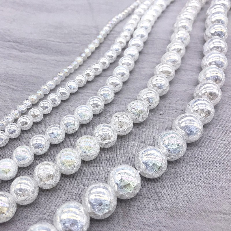 Fashion Crystal Beads, Round, different size for choice & crackle, Crystal, Hole:Approx 1mm, Length:Approx 14.9 Inch, Sold By Strand