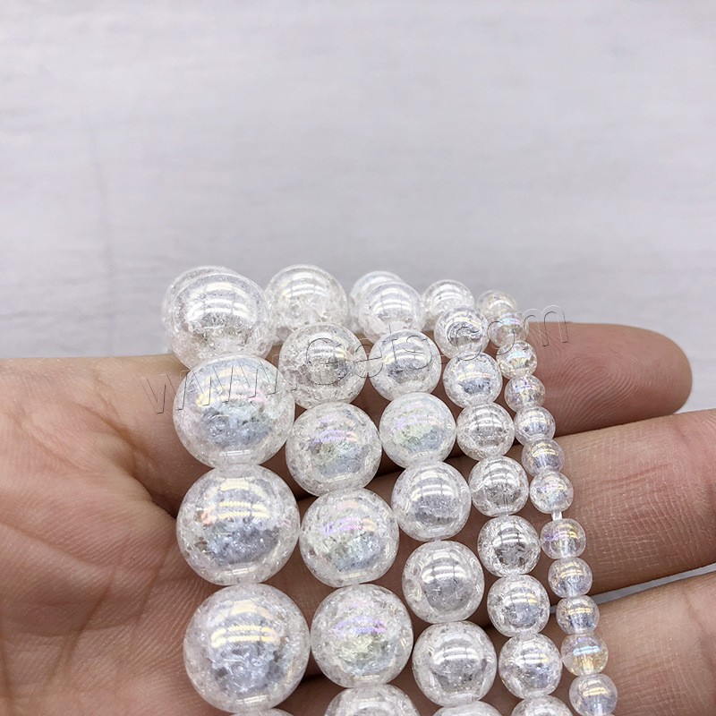 Fashion Crystal Beads, Round, different size for choice & crackle, Crystal, Hole:Approx 1mm, Length:Approx 14.9 Inch, Sold By Strand