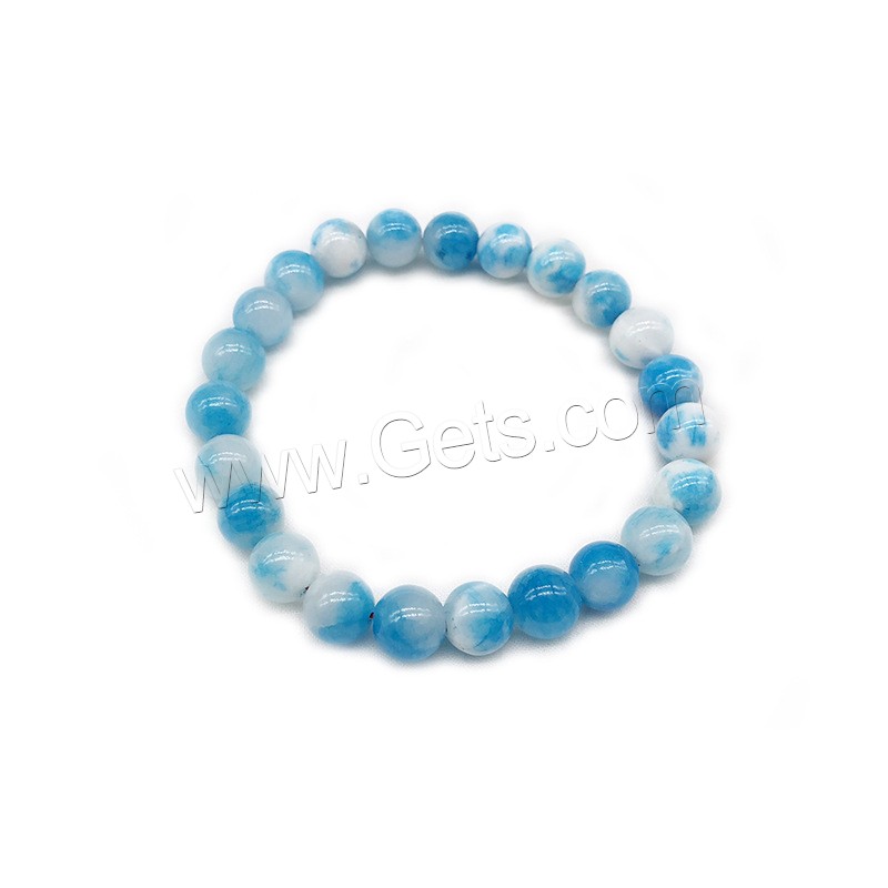 Dyed Jade Bracelet, Round, Unisex & different size for choice, skyblue, Length:Approx 7.5 Inch, Sold By Strand