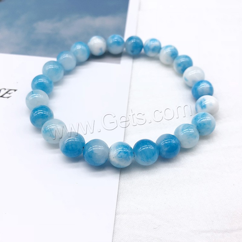 Dyed Jade Bracelet, Round, Unisex & different size for choice, skyblue, Length:Approx 7.5 Inch, Sold By Strand