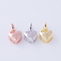 Brass Pinch Bail, Heart, plated, Mini & DIY & micro pave cubic zirconia 