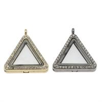 Pendentifs en verre et alliage zinc, alliage de zinc, avec verre, triangle, Placage, Il pourrait être ouvert et des perles pourraient être mises à l’intérieur. & avec strass, plus de couleurs à choisir Environ 3mm, Vendu par PC