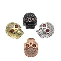 Rhinestone Brass Beads, Skull, plated, vintage & fashion jewelry & DIY & with rhinestone Approx 2.4mm 