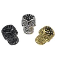 Rhinestone Brass Beads, Skull, plated, vintage & fashion jewelry & DIY & with rhinestone Approx 1.5mm 