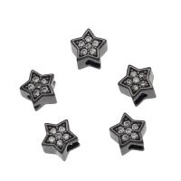 Rhinestone Brass Beads, Star, gun black plated, vintage & fashion jewelry & DIY & with rhinestone Approx 2.6mm 