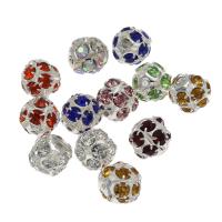 Rhinestone Brass Beads, metal, Esférico, chapado en color de plata, Mini & Joyería & Bricolaje & diverso tamaño para la opción & con diamantes de imitación, más colores para la opción, agujero:aproximado 1.3mm, 200PCs/Bolsa, Vendido por Bolsa