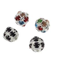 Rhinestone Brass Beads, metal, Esférico, chapado en color de plata, Lindo & Joyería & Bricolaje & diverso tamaño para la opción & con diamantes de imitación, más colores para la opción, agujero:aproximado 1.3mm, 100PCs/Bolsa, Vendido por Bolsa