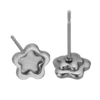 304 Stainless Steel Earring Stud Component, Flower, polished, vintage & fashion jewelry & DIY, original color 0.5mm 