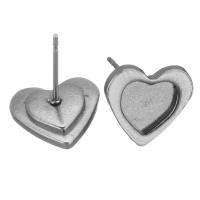 304 Stainless Steel Earring Stud Component, Heart, polished, vintage & fashion jewelry & DIY, original color 0.5mm 