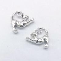 Colgantes Animales de Aleación de Zinc, Gato, chapado en color de plata antigua, Lindo & Joyería & Bricolaje, 17x13x5mm, agujero:aproximado 1mm, 100PCs/Bolsa, Vendido por Bolsa