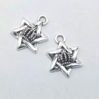 Zinc Alloy Star Pendant, Hexagram, antique silver color plated, vintage & Mini & fashion jewelry & DIY Approx 1mm 