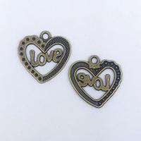 Colgantes de Aleación de Zinc en Forma de Corazón, chapado en color bronce antiguo, Vintage & Bricolaje & hueco, 25x25x1.8mm, agujero:aproximado 1mm, 100PCs/Bolsa, Vendido por Bolsa