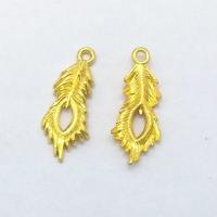 Colgantes de pluma de aleación de cinc, aleación de zinc, chapado en color dorado, Vintage & Bricolaje, 20x8x2mm, agujero:aproximado 1mm, 100PCs/Bolsa, Vendido por Bolsa