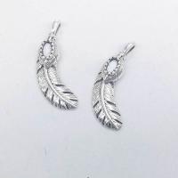 Zinc Alloy Feather Pendants, antique silver color plated, vintage & DIY Approx 1mm 