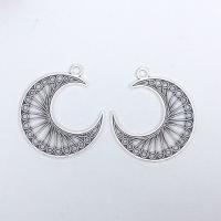 Zinc Alloy Hollow Pendants, Moon, antique silver color plated, DIY Approx 1mm 