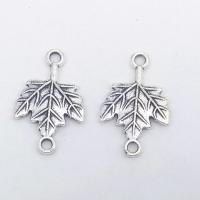 Zinc Alloy Charm Connector, Leaf, antique silver color plated, vintage & DIY & 1/1 loop Approx 1mm 