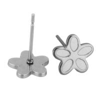 Stainless Steel Earring Stud Component, 304 Stainless Steel, Flower, polished, durable & DIY, original color 0.5mm 