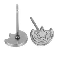 Stainless Steel Earring Stud Component, 304 Stainless Steel, polished, durable & DIY, original color 0.5mm 