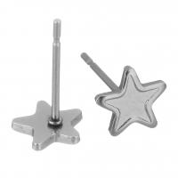 Stainless Steel Earring Stud Component, 304 Stainless Steel, Star, polished, durable & DIY, original color 0.5mm 