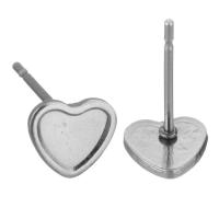 Stainless Steel Earring Stud Component, 304 Stainless Steel, Heart, polished, durable & DIY, original color 0.5mm 