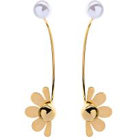 Boucle d'oreille en alliage de zinc en plastique perle, avec perle de plastique, fleur, Placage de couleur d'or, Mignon & bijoux de mode & pour femme, 90mm, Vendu par paire