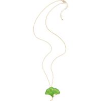 alliage de zinc collier, avec perle de plastique, Ginkgo Feuille, Placage de couleur d'or, Mignon & bijoux de mode & pour femme & émail, plus de couleurs à choisir, 40mm .8 pouce, Vendu par brin