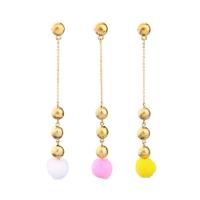 Zinc Alloy Drop Earring, with Plush, gold color plated, cute & fashion jewelry & for woman 98mm 