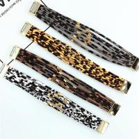 PU Leather Bracelet, with Zinc Alloy, plated, vintage & fashion jewelry & for woman & leopard pattern Approx 7.5 Inch 