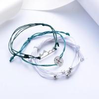 Tela de algodón Pulsera, con aleación de zinc, chapado en color de platina, tres piezas & ajustable & para mujer, longitud:aproximado 6.3-8.6 Inch, Vendido por Set