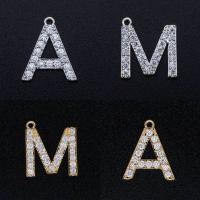 pendentifs en Zirconite cubique (CZ) et alliage de zinc, Lettre d’alphabet, Placage, bijoux de mode & DIY & styles différents pour le choix & pavé de micro zircon, plus de couleurs à choisir Vendu par lot