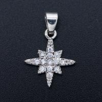 Zinc Alloy Star Pendant, Eight Point Star, plated, vintage & fashion jewelry & DIY & micro pave cubic zirconia 