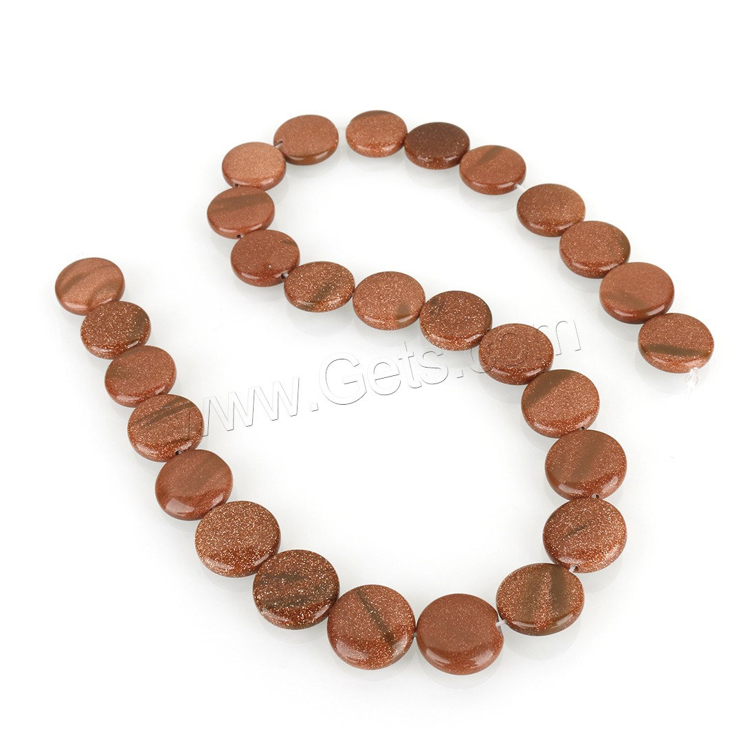 Goldstone Beads, Flat Round, vintage & fashion jewelry & DIY & different size for choice, brick red, Hole:Approx 1.5mm, Length:Approx 15 Inch, Sold By Strand