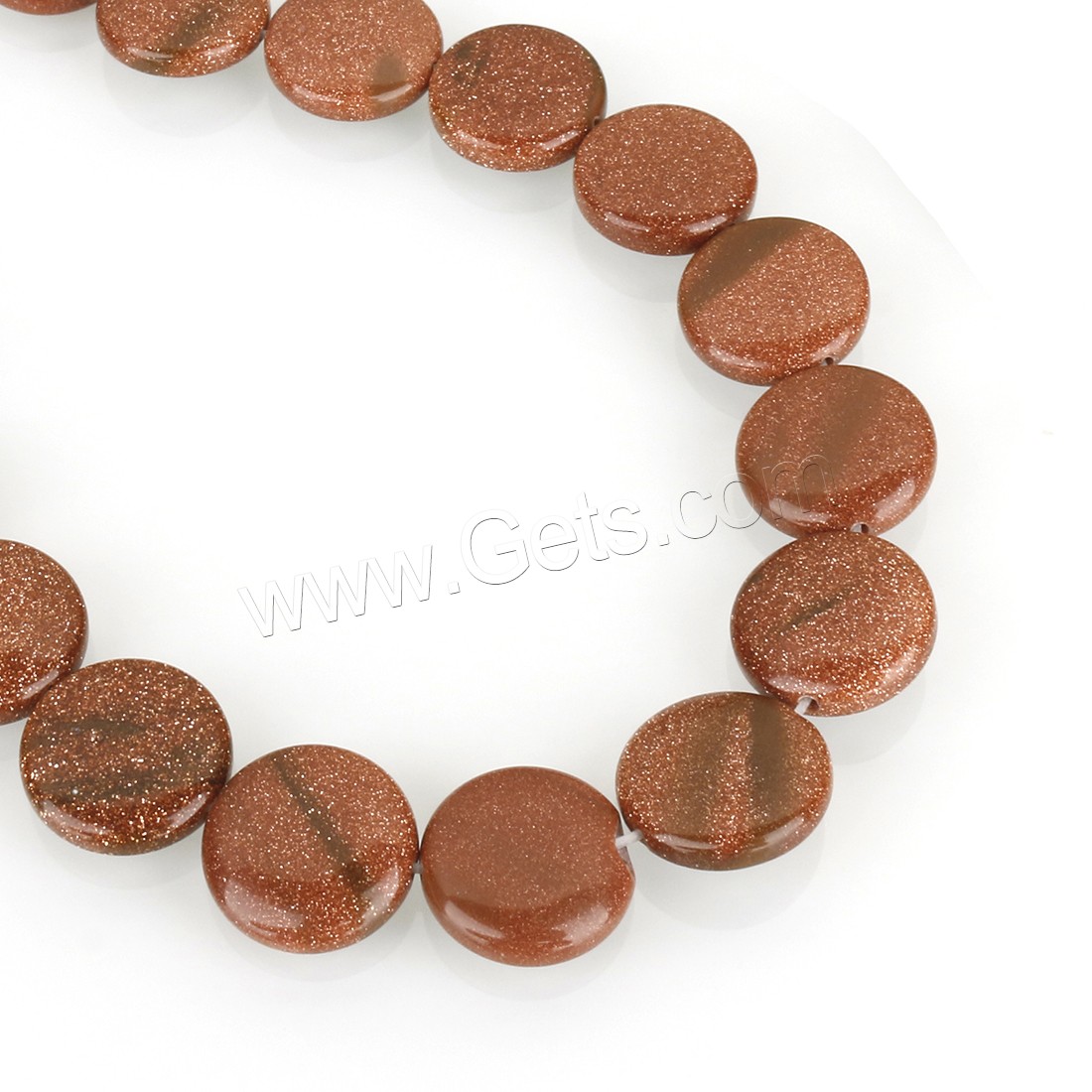 Goldstone Beads, Flat Round, vintage & fashion jewelry & DIY & different size for choice, brick red, Hole:Approx 1.5mm, Length:Approx 15 Inch, Sold By Strand