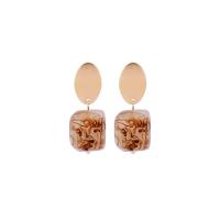 Iron Drop Earring, with Resin, gold color plated, for woman, 40mm 